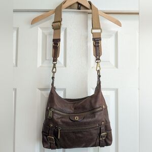 Fossil Emilia Brown Genuine Leather Crossbody Bag
